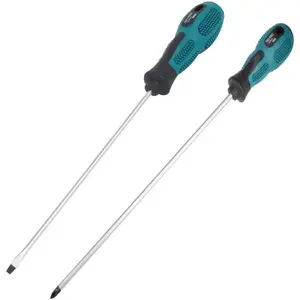12 inches long Slotted and Phillips , PH1 12" Long Cross-  Flat  Screwdriverset,  Screwdrivers with Rubber Handle 2 Packs