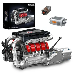 V8 Engine Engineering Car Motor Model Building Block STEM DIY Gift Set 1169 Pieces for Steam Gift Collection Mechanical Scraps