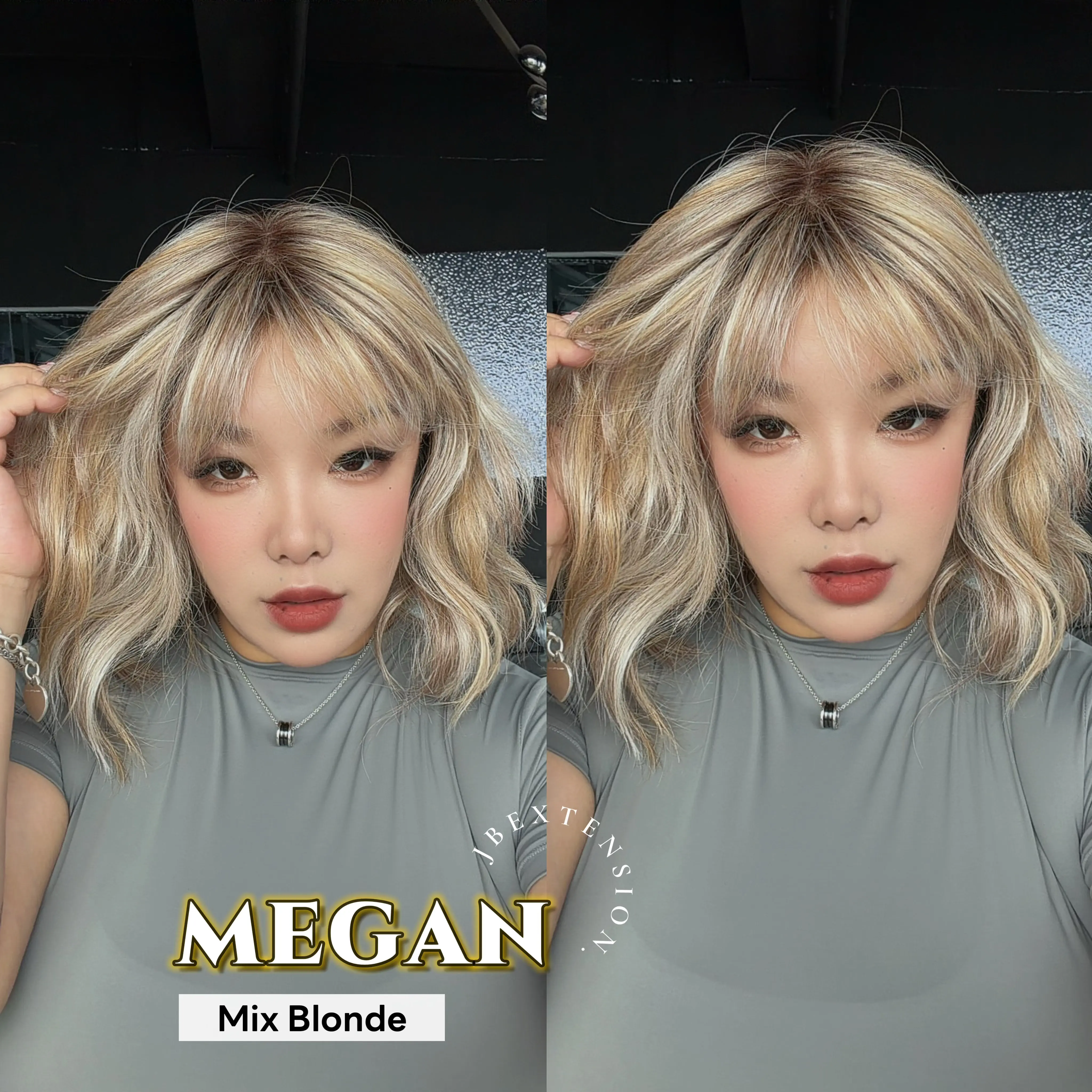 JBEXTENSION MEGAN MONO Full Monofilament Handmade Full Lace Full Hand Tied Wig 13 Inches Mono Lace Handmade Futura Fiber Wig with Anti-slip Silicone Strips Glueless Wig MEGAN MONO【BENDY EAR TABS】