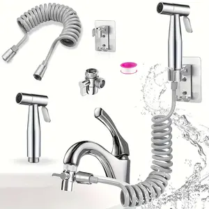 Handheld Shower Kit with 1.5m Hose, Kitchen & Bathroom Faucet Spray Accessories, G1/2 Adapter, Ideal for Shampoo, Showers, Pet Baths, Handheld Shower Attachment, Handheld Showerhead Set
