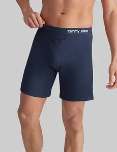 Tommy John Men’s Relaxed Fit Cotton Boxer 6” | Breathable Moisture-Wicking Underwear | Loose Fit, Contour Pouch, No Roll Waistband, Tagless Comfort