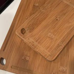 Azedele 3-Piece Set Bamboo Cutting Board for Kitchen - Crack-Resistant Wood Chopping Boards with Deep Juice Grooves, Pre-Oiled Butcher Block for Meat, Vegetables & Cheese, Carbonized,Eco-Friendly