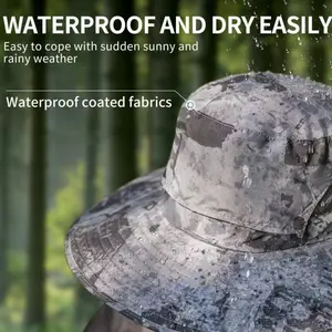 2 Solar Fan Sun Bucket Hat-Outdoor Wide Brim Sun Hat, Fishing Hat with Fan for Men, Waterproof Outdoor Camping Fishing Hat