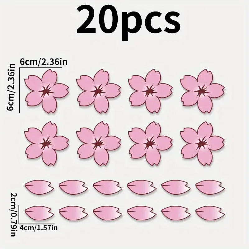 20 Pcs Cherry Blossom Bike Stickers, Waterproof Vinyl Sun Resistant No Residue Decals, DIY Decor for Road Mountain Bike Motorcycle Helmet Scratch Cover Bike Accessories