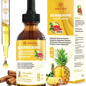 Berberine Supplement with Ceylon Cinnamon, Berberine HCL Liquid Drops with Turmeric, Bitter Melon, Quercetin, 10X Strength AMPK for Digestion System, Immune Health Support -Vegetarian, 2 fl oz