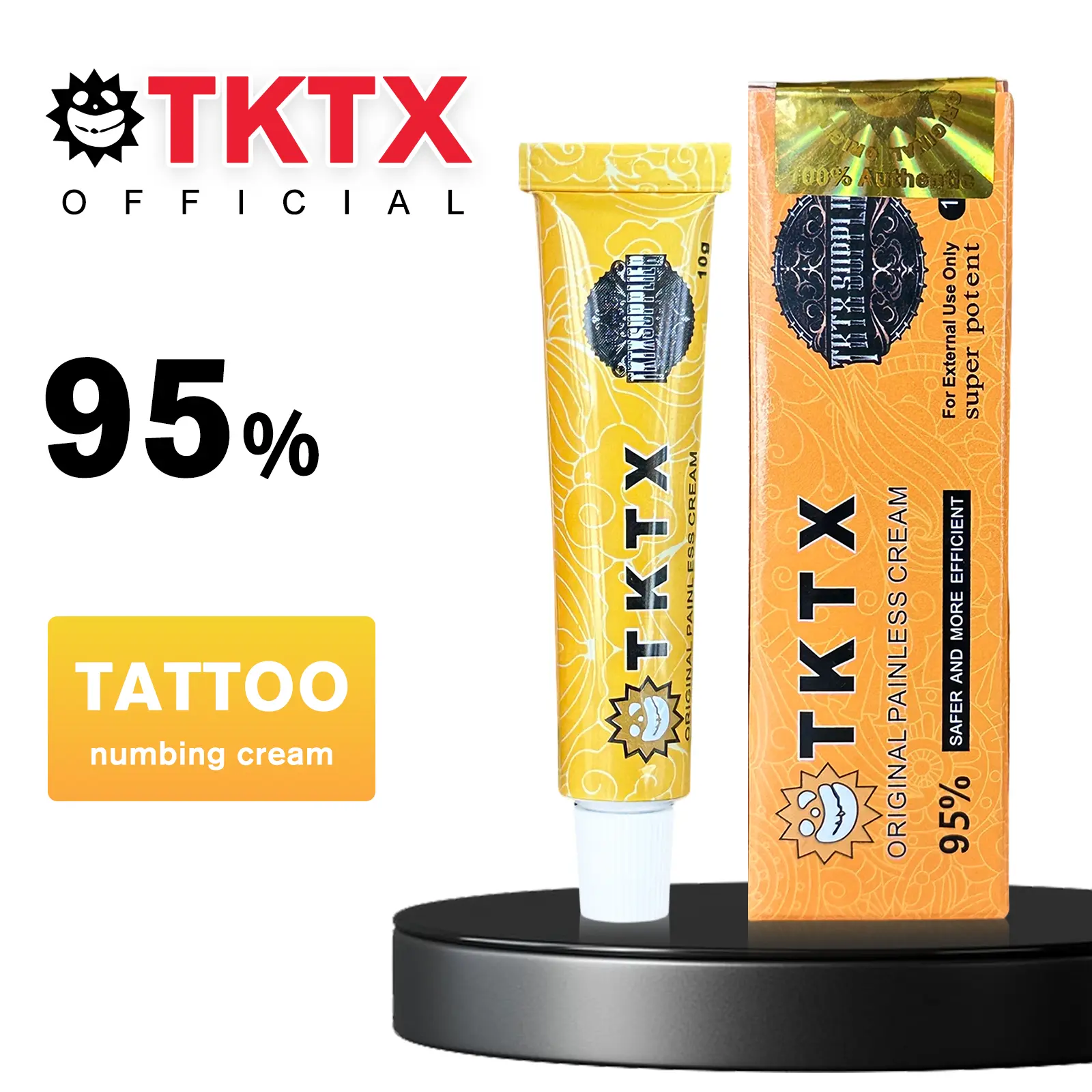 Major Upgrade 40%-95%! TKTX 95% Strength Fast-Acting Numbing Cream contains lidocaine and professional anesthetic ingredients. It keeps you focused during tattoo sessions, a sensible choice for tattoo art creation and various beauty care procedures.