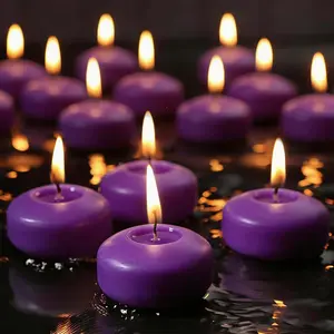 Purple Floating Candles 2 Inch 12 Pack Paraffin Wax Floating Candle for Weddings, Parties, Worship, Spa & Memorial Décor Clean Burning & Long Lasting