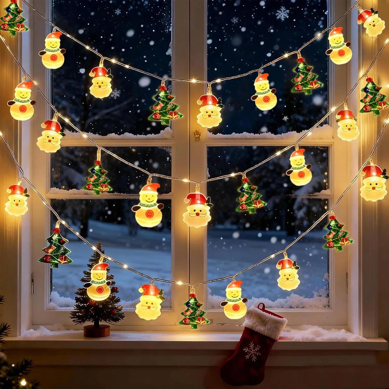 Christmas String Lights,10FT 20LED New Year Lights USB & Battery Operated (Not Included) 2026 Cute Christmas Fairy Lights,2 Flashing Modes for Christmas Tree Decor Indoor Outdoor,Home,Party,Wedding