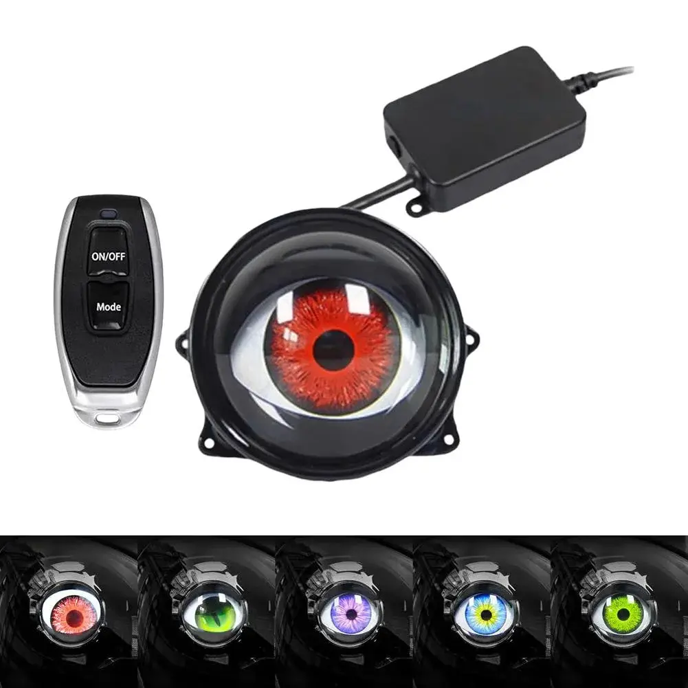 12-36V USB Dynamic Devil Eyes LED Car Lights 3 Inch Accessories Remote Headlight Auto X8D1 Retrofit Ass Tools Decoration LUVCLS