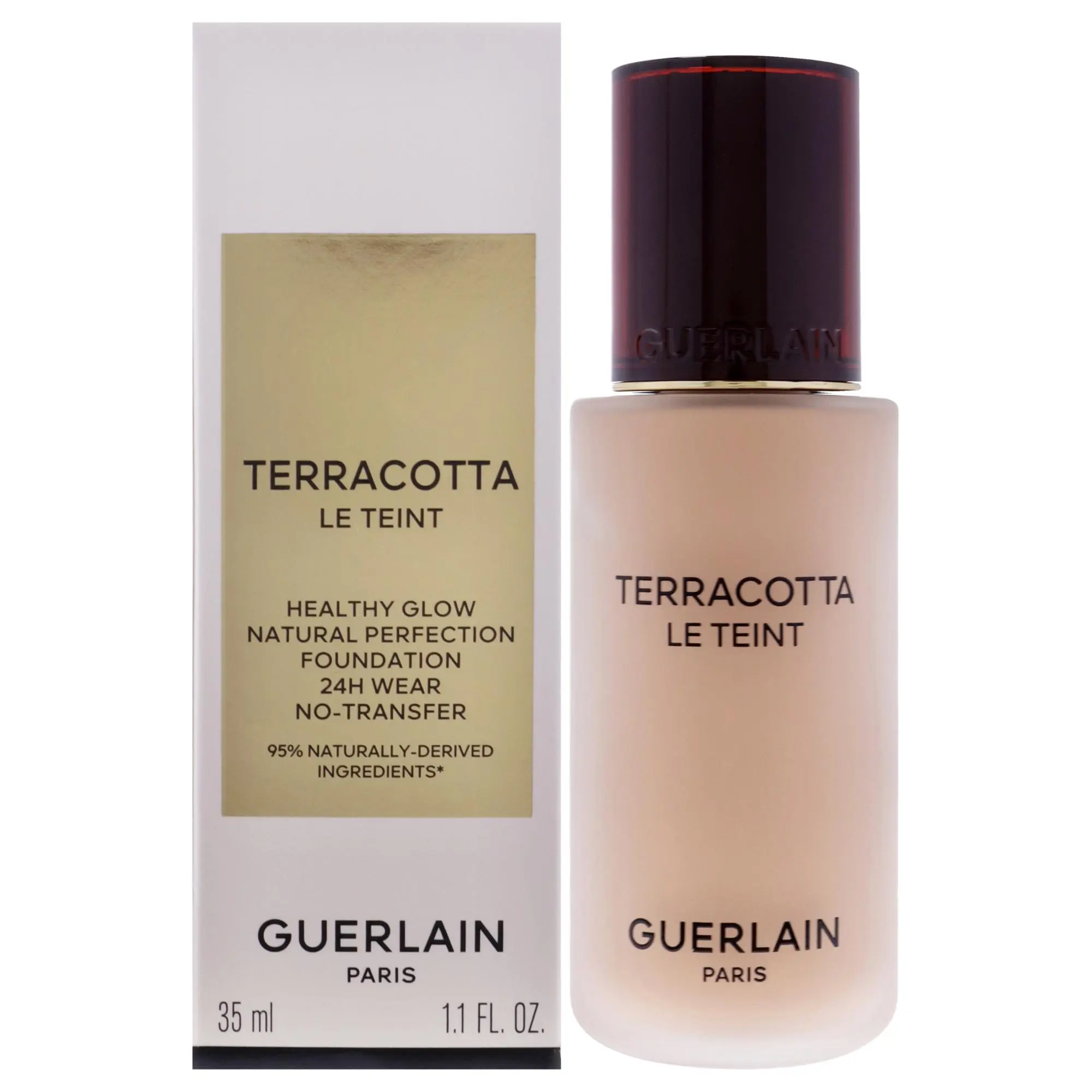 Guerlain Terracotta Le Teint 24H Long-Lasting Flawless Foundation - 3N Neutral, Gentle, Smudgeproof, No-Transfer Makeup for Women - 1.1 oz