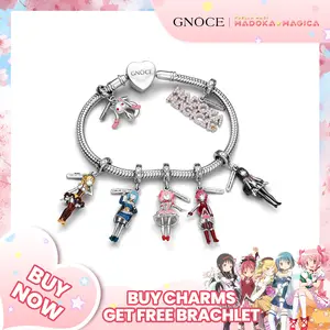 GNOCE Puella Magi Madoka Magica Anime Collab Pendant Dangle Charm for Bracelets Madoka Kaname Transformation Dangle Charms for Women Wife Valentine's Day Mother’s Day Jewelry Officially Licensed Trendy Jewellery Accessories