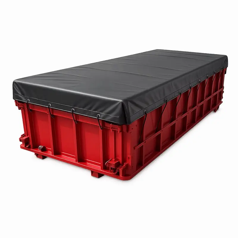 12 x 26 ft Waterproof Dump Trailer Tarp, Heavy Duty Vinyl Roll Off Dumpster Cover with Reinforced Double Stitched Edge & Grommets, 25 Straps for Truck Transport, Tear Resistant(Black)