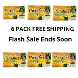 6 PACK V Pinalim Tea Bags Cleansing Herbal Mexican Version- Pineapple, Flax, Green Tea, White Tea - 30 Day Supply Natural Herbal Supplement Bags Beverage