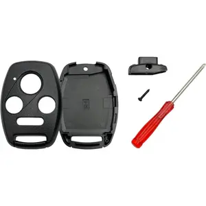 Key Fob Shell Case Replacement for Honda Accord Civic EX Pilot Key Fob Cover with Screwdriver (Black)