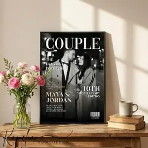Personalized Couple Magazine Poster Unframed, Custom Photo Wall Art Poster, Wedding Anniversary Valentine Gift For Him Her