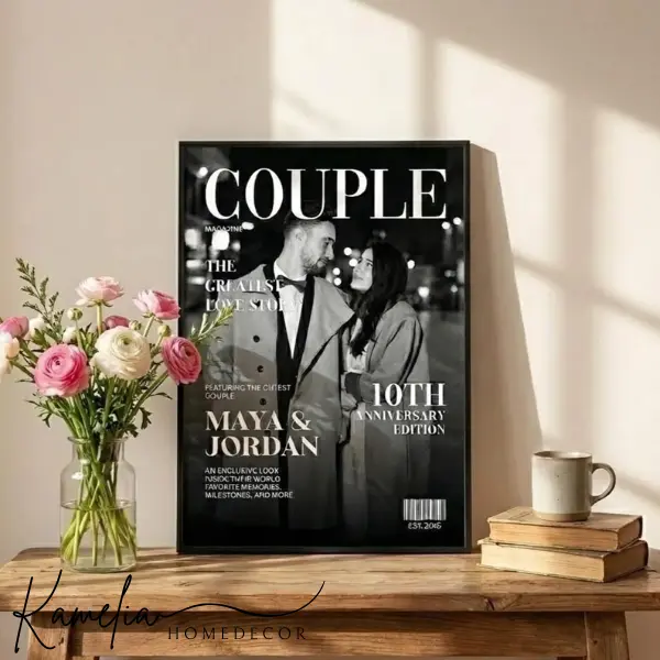 Personalized Couple Magazine Poster Unframed, Custom Photo Wall Art Poster, Wedding Anniversary Valentine Gift For Him Her