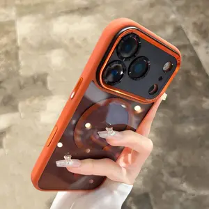 iPhone17 Case Orange Skin Sense Magnetic Silicone Soft TPU Shockproof Cover for iPhone 17 Pro Max 16 15 Air Protective Shell