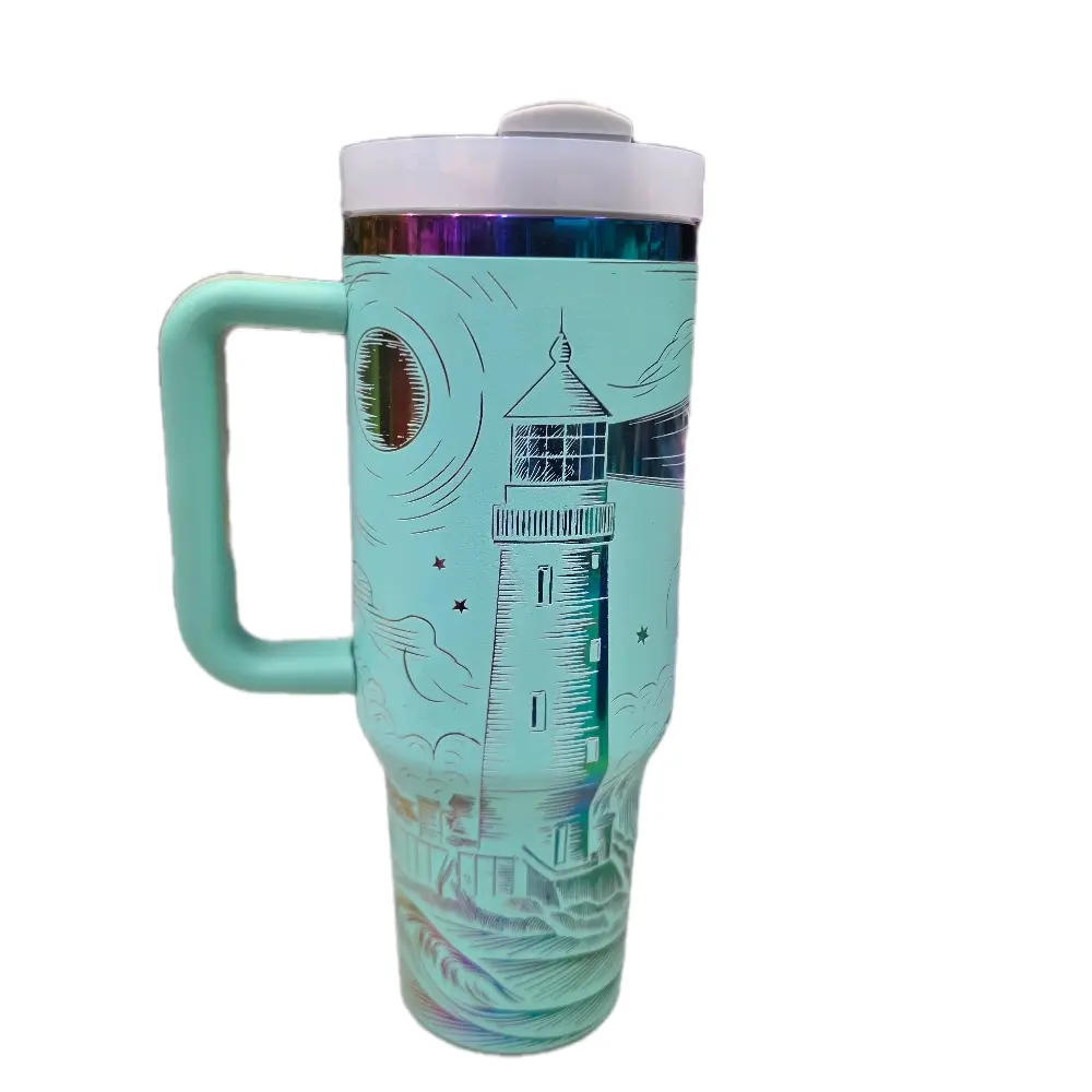 40oz Laser-Engraved Lighthouse Tumbler - Kitchenware Drinkware with Custom Engravings for Everyday Use