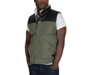 Adidas Mens Utility Down Vest Olive Green S, Color: Olive Green/Black/Off White
