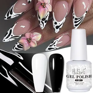 AWStorG 15ml Black and White Color UV Light Gel Polish Classic Colors Long-Lasting Soak Off UV Nail Polish for Nail Art DIY Manicure at Home
