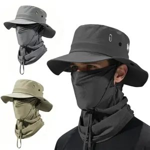 2-in-1 Outdoor Wide Brim Bucket Hat Set, Sun Hat with Ice Silk Face Cover, Breathable Mesh Vents, Unisex Design, Ideal for Camping, Hiking & All Summer Outdoor Activities protection hat choice