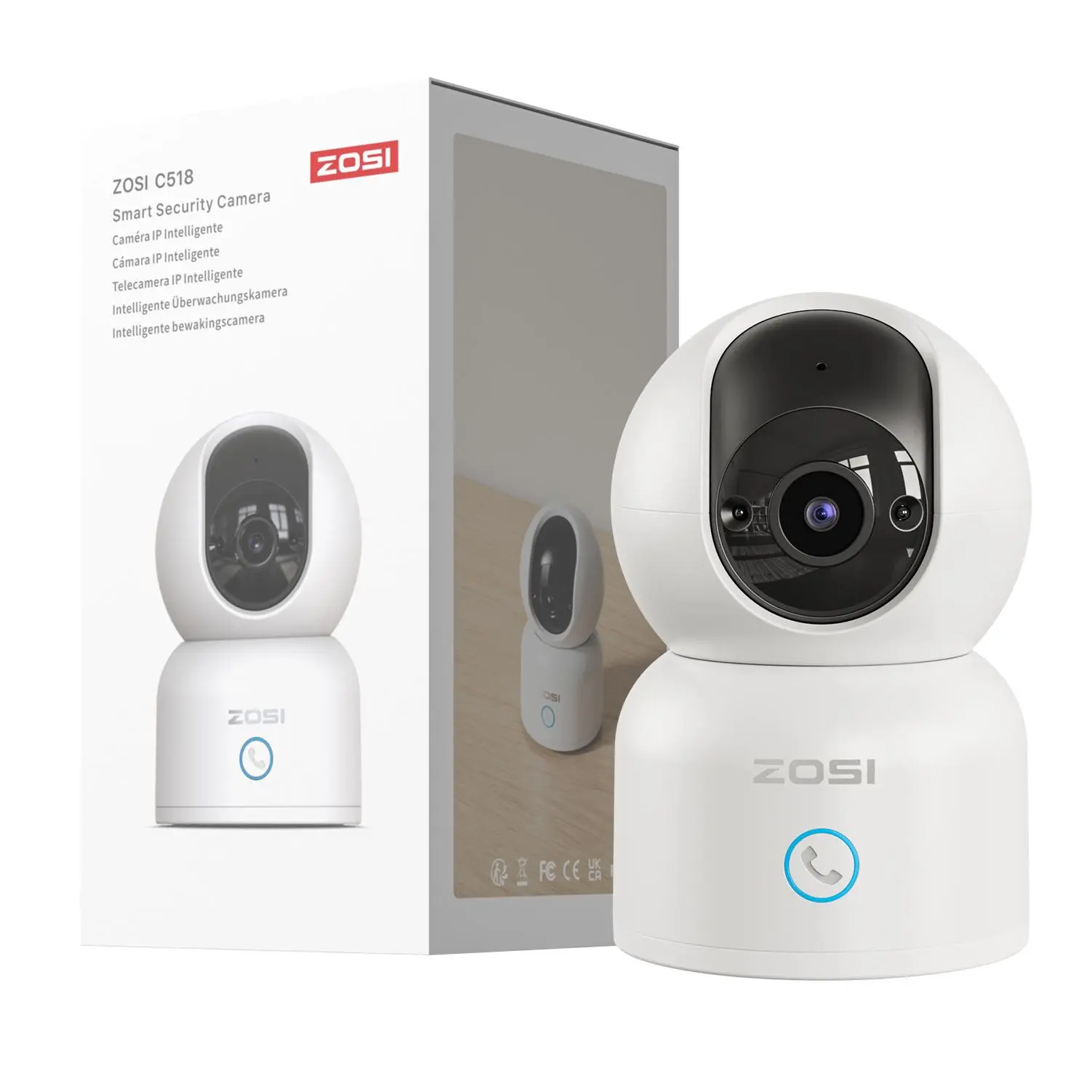 ZOSI Indoor Pan/Tilt Smart Security Camera,C518 2K 360 Degree ,Plug-in 2.4G/5G Dual-Band WiFi Home Cam with Phone App,Night Vision,Person Detection,2 Way Audio,Cloud & Local Storage