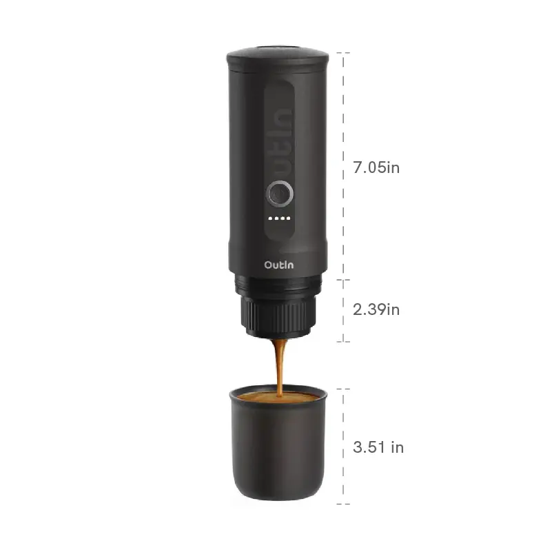 OutIn Nano Portable Espresso Machine with Self-Heating, Mini Car Coffee Maker, Compatible with NS Capsule & Ground Coffee Household Appliances, Outdoorfun