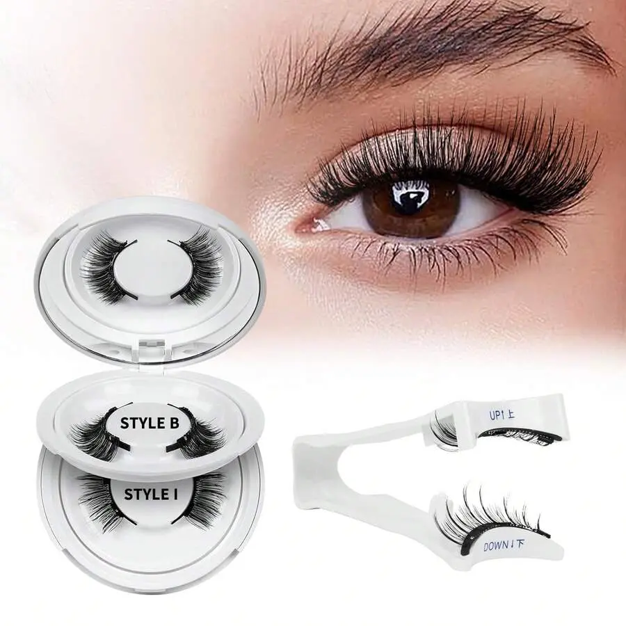 Magnetic Eyelashes 2 Pair Reusable Magnetic Eyelashes With Applicator No Glue Needed Eyelashes Natural Look Lash Clusters Kit Easy To Wear And Remove(B+I01)