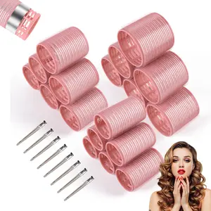 26 Pcs Ceramic Thermal Hair Rollers Set, Self Grip Hair Curlers with 8 Stainless Steel Clips, Jumbo & Medium & Small Sizes for Long/Medium/Short Hair, Blowout Look, Black