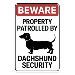 Vintage Aluminum Lightweight Security Dog Warning Sign for Property Garden Yard Bar Porch Garage Home Decor Easy to Hang 8x12 Inches Dachshund Style Signage