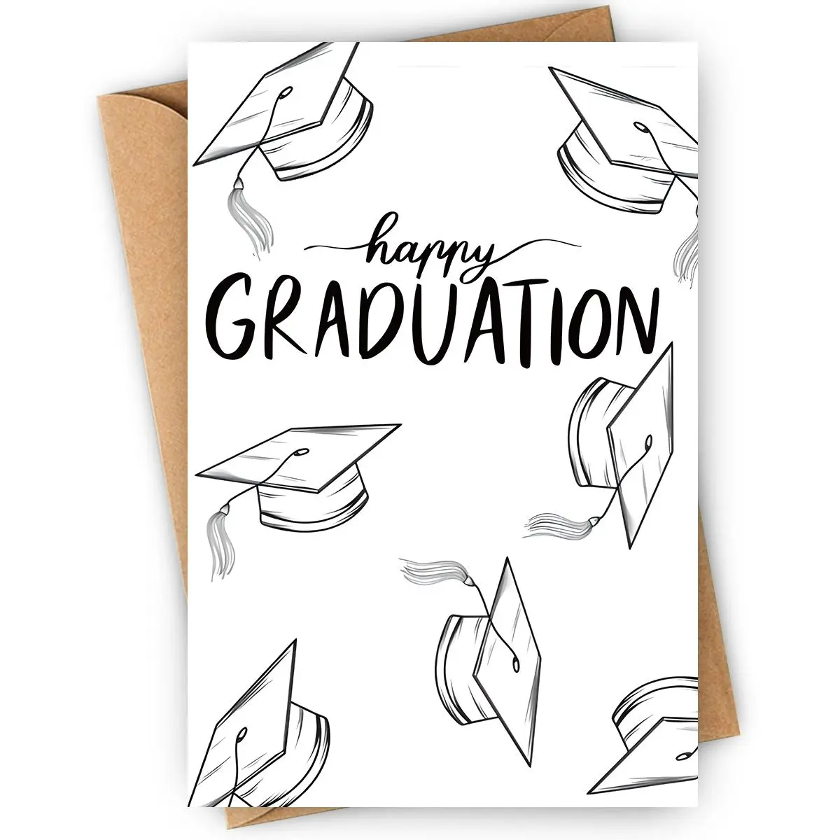 Graduation Greeting Card, 1/3/5 Counts Happy Graduation Card with Envelope, Congratulations Card for College & High School Achievements, Inspirational Greeting Card