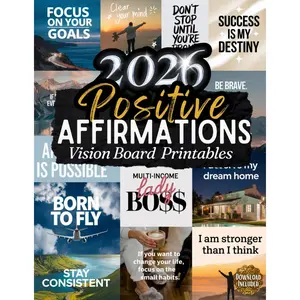 Positive Affirmations Vision Board Clip Art Book: Powerful Affirmation Cards for Every Area of Life Goal, Family, Health, Finances, Personal Growth and More (2026 vision board supplies) Paperback – Large Print, September 14, 2024