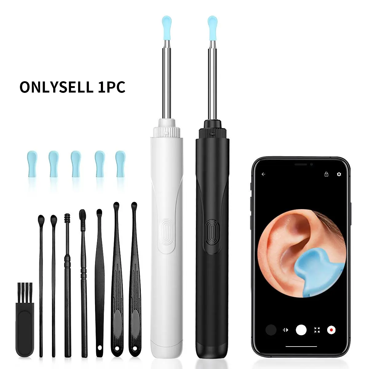 1pc Ear Wax Removal,Intelligent visual ear scoop,1 Piece Ear Wax Removal Tool, Ear Cleaner With Camera, Ear Wax Removal Kit With 8, Earwax Removal Tool, Ear Cleaning Tool, For Pad And Android Phones