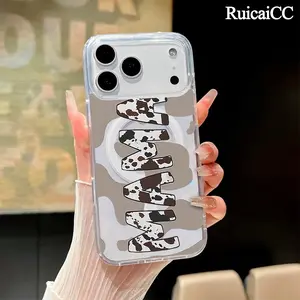 Magnetic Smartphone Case for iPhone 17/16 Pro Max Plus/15/14/13/12/11/Air - Aesthetic Cow Print MAMA Pattern, Anti-Yellowing, Shockproof, Ultra-Thin Acrylic-Silicone Hybrid, Large Hole Cover, Wireless Charging Support (Handheld Device Phone Accessories)