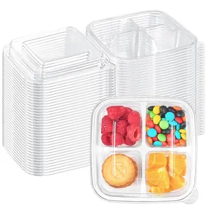 30 Pack Bento Snack Containers, 4 Compartment Plastic Food Storage Containers with Lids, Meal Prep Lunch Containers for Office Work Travel