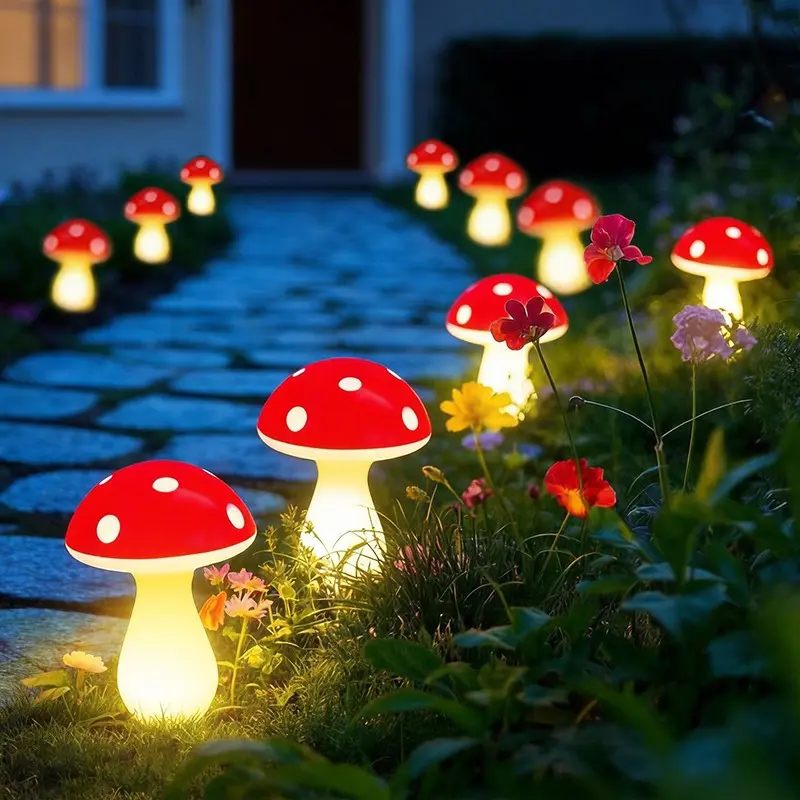 Battery Powered Mushroom Light Outdoor Garden Decorative Lamp, 8/12/20 Pack, Solar Powered, Solar Garden Lamps, Solar Lights Outdoor, 8 Lighting Modes, for Patio, Pathway, Lawn, Garden Ground Light, Backyard Lights Outdoor