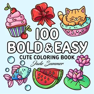 100-Page Coloring Book: Simple, Easy, Large-Print Designs with Animal Themes, Flower Illustrations, Food Motifs & More for Adults, Kids (Children's Activity Book)