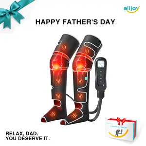 Alljoy Black Adjustable Nylon Leg Massager - FSA Eligible, 2 Heat Levels, 5 Massage Modes, 4 Intensities, 4 Extenders, Multi-Mode Extendable Device for Circulation & Muscle Pain Relief, Ideal Gift for Adults
