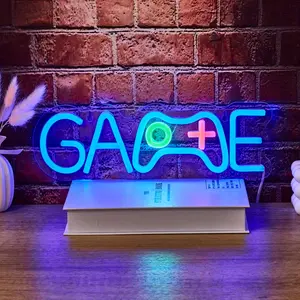 Game Controller Shaped Neon Light Sign, USB Powered Gaming Room Decor, Christmas New Year Gift, No Power Plug, Indoor Game Console Lamp
