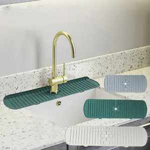 Kitchen Sink Splash Guard, 1 Count Faucet Drain Mat, Handle Water Drip Collection Tray, Multifunctional Kitchen Sink Drain Mat, Bathroom Countertop Protector, Splash Pad