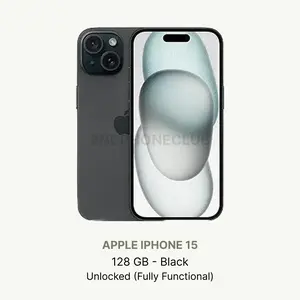 Refurbished  Apple iPhone 15 128GB Black Unlocked Smartphone - Excellent Condition, Factory Unlocked, 128GB Storage, Fully Functional, Includes Charging Cable & White Box