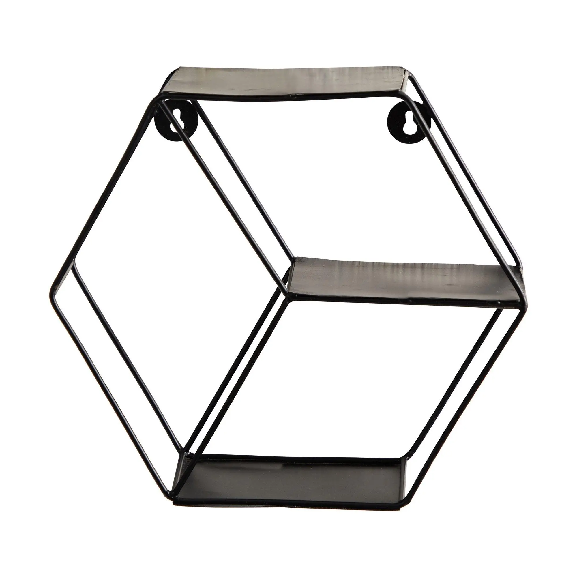 10” Black Matte Hexagon Floating Wall Shelf Unit - Wall Mount Geometric Shelf for Clean Aesthetic Blank Decor Solutions, Floating Shelf