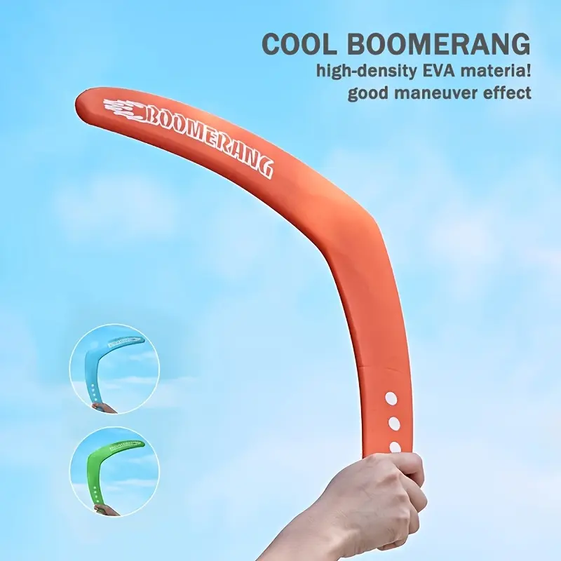 3-Pack Soft EVA Boomerangs for Kids Outdoor Play, Durable Outdoor Sports Entertainment with a Smooth Grip, Easy to Control Throwing for All Ages (Orange, Green, Blue)