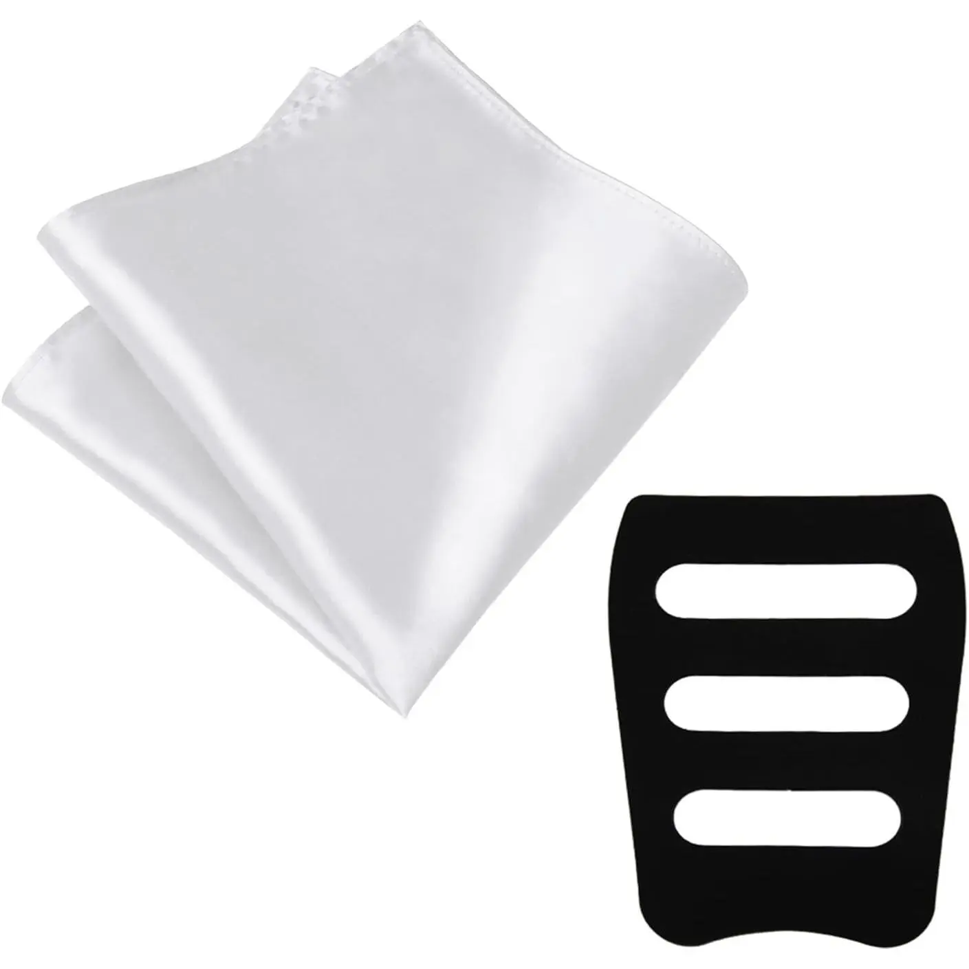 Men's Pocket Square, 11.81" Solid Silk Satin Polyester Handkerchief with Holder for Blazer Pocket, Formal Accessory for Weddings & Parties, Hand Wash