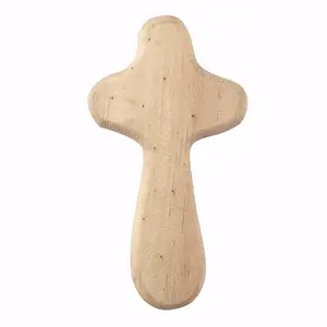 212 MAIN Handheld Wooden Cross - 4 in. Natural Finish, Decor, Ornaments, Religious Palm Room Decor