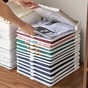 20 Piece Stackable Clothing File Folders, Portable Plastic Shirt and T-Shirt Storage Box, Space Saving Compact Organizer, Durable Storage Organizer