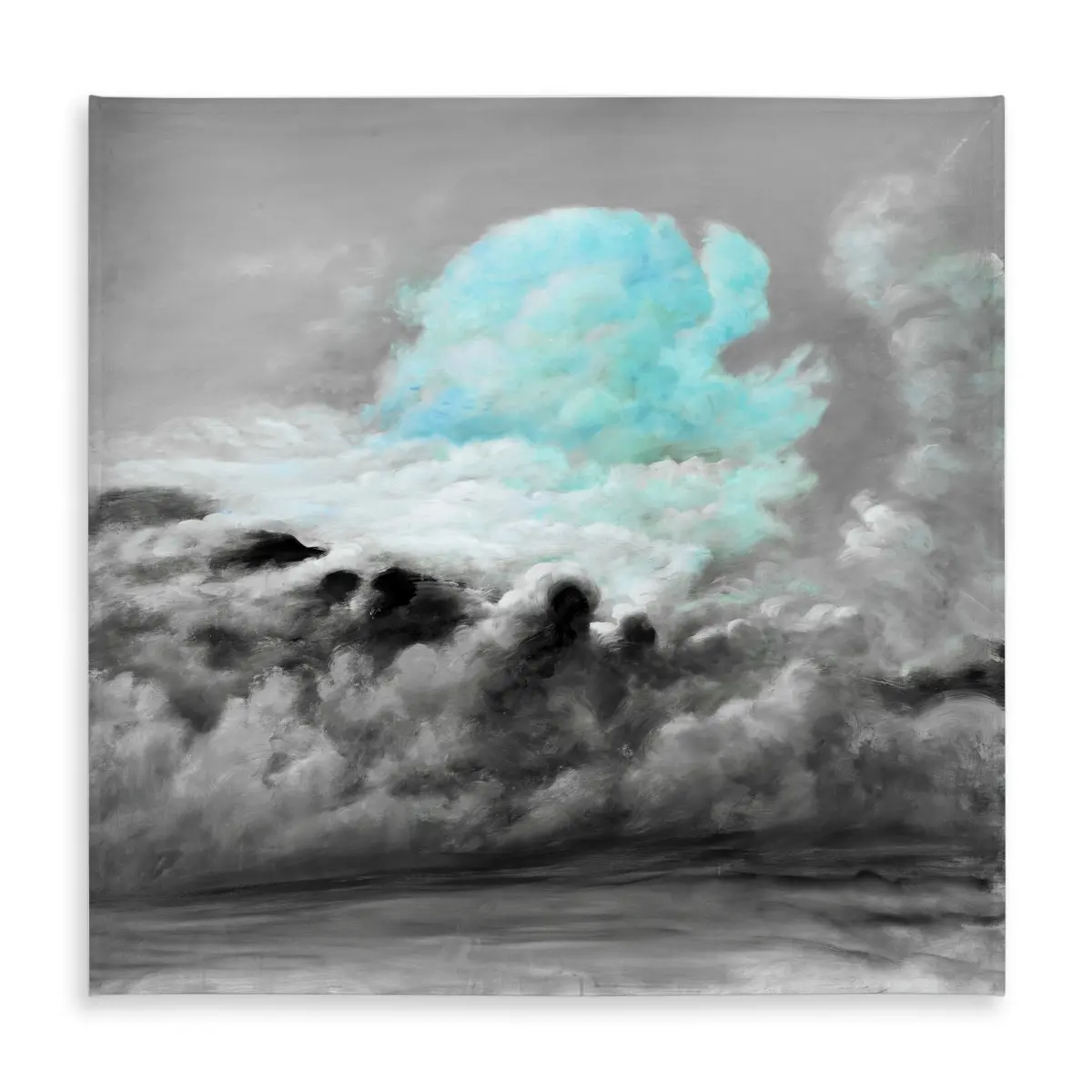 58 x 58 in Nature-Themed Blue Clouds Landscape Tablecloth - 360 Stand, Water-Resistant, Stain-Proof, Wipe-Clean, Modern, Lightweight, Indoor-Outdoor Kitchen Household Textile, Decorative, 2.5 Lbs, Garden Use