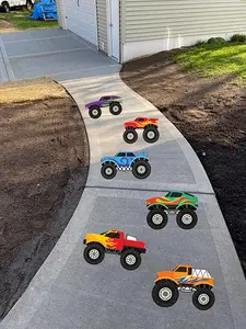 Awareness Vinyl 6x 12" Monster Trucks Floor Vinyl Decals Removable Theme for Birthday Party Decoration Indoor Outdoor Use