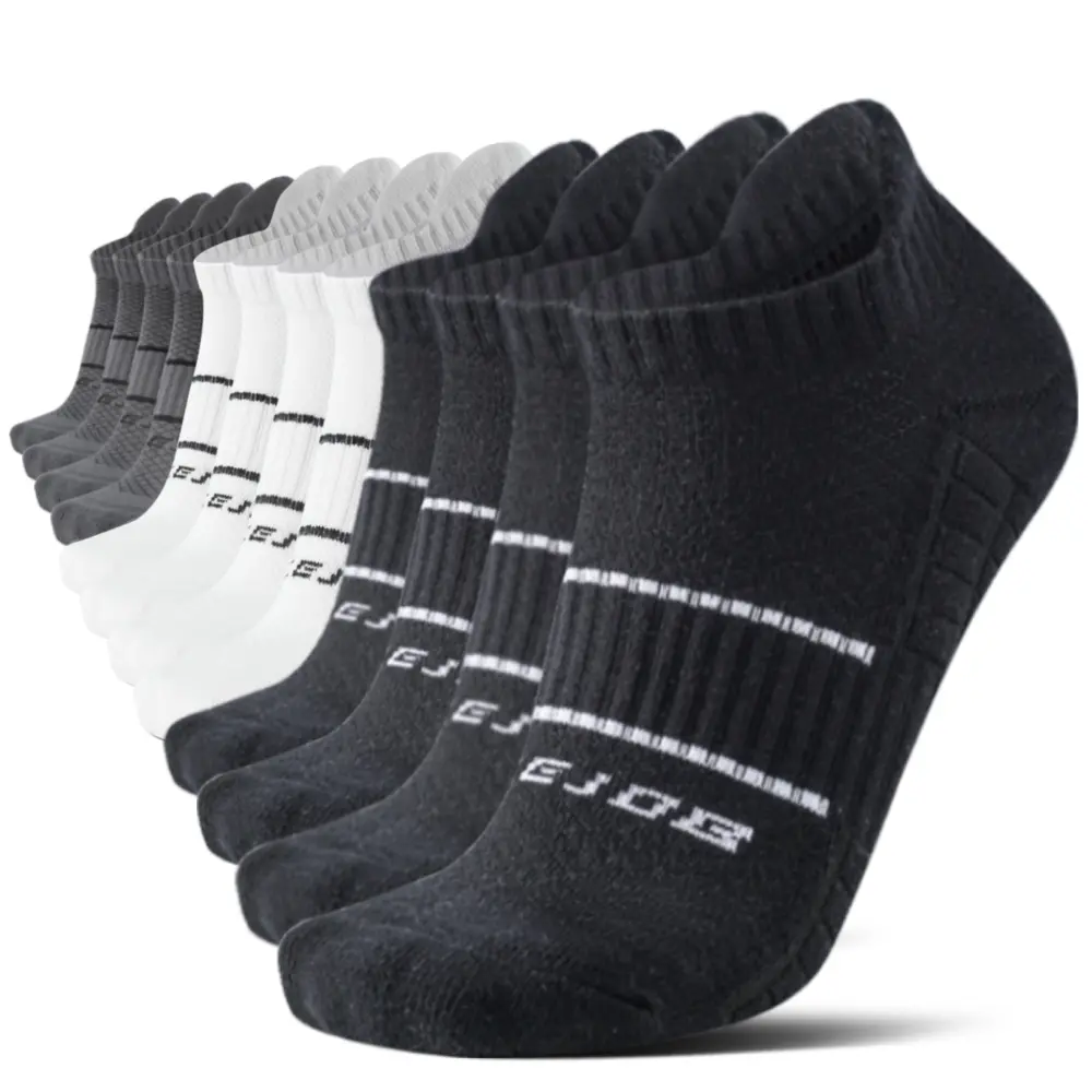 Cotton Blend Ankle Socks 12-Pair Sock Set for Men and Women, Cushioned & Breathable with Arch Support for Running & Sports