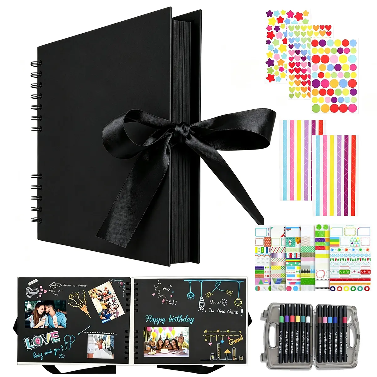 Handmade DIY Scrapbooking Set - 14 Sets, 80 Paper Pages Traditional Look Scrapbook Album, 13.1in x 9.1cm, Ideal for Travel Recording, Family Memory Collection, Holiday Gifts